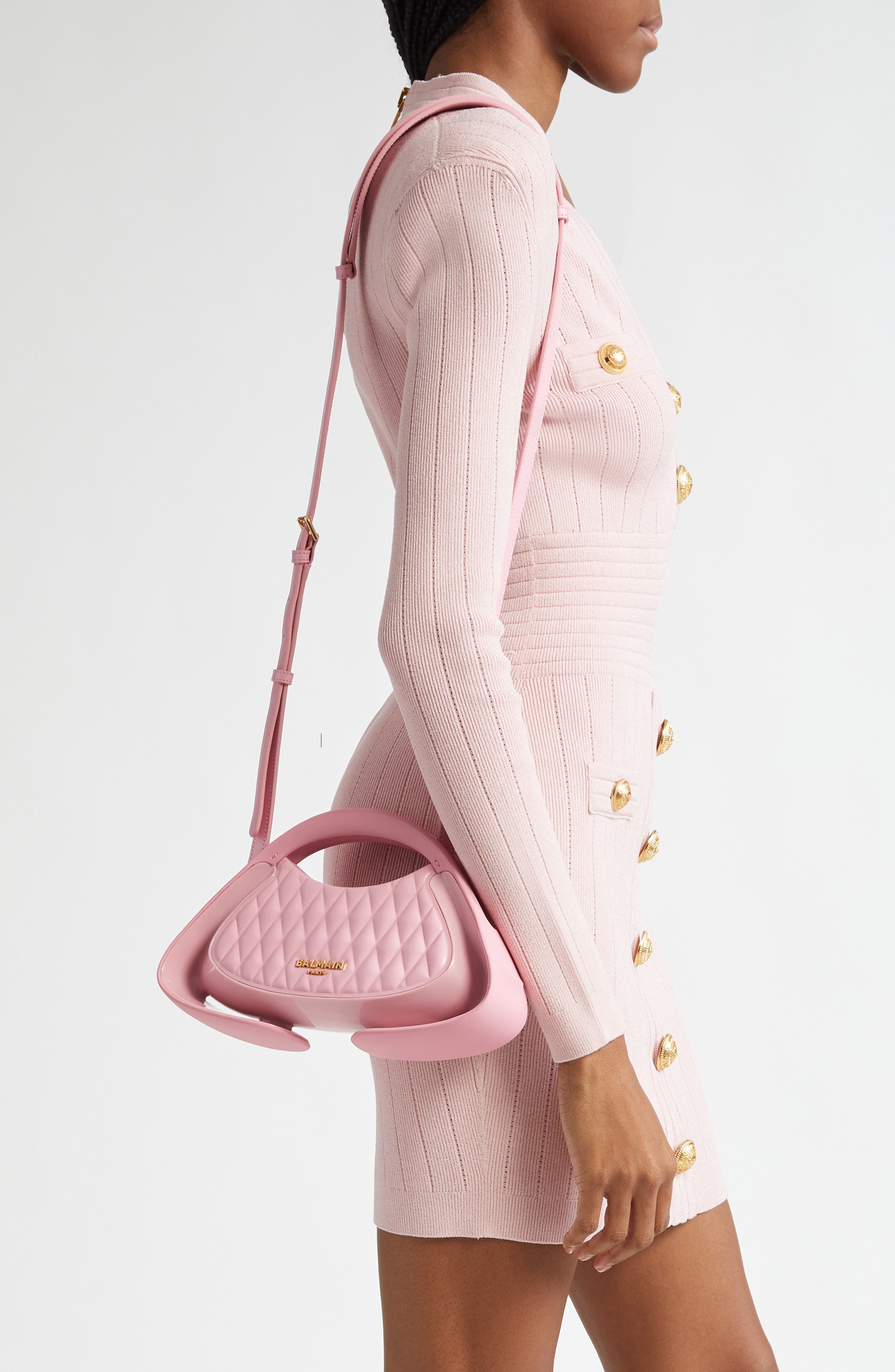 Balmain Small Jolie Madame Quilted Top Handle Bag, Alternate, color, 