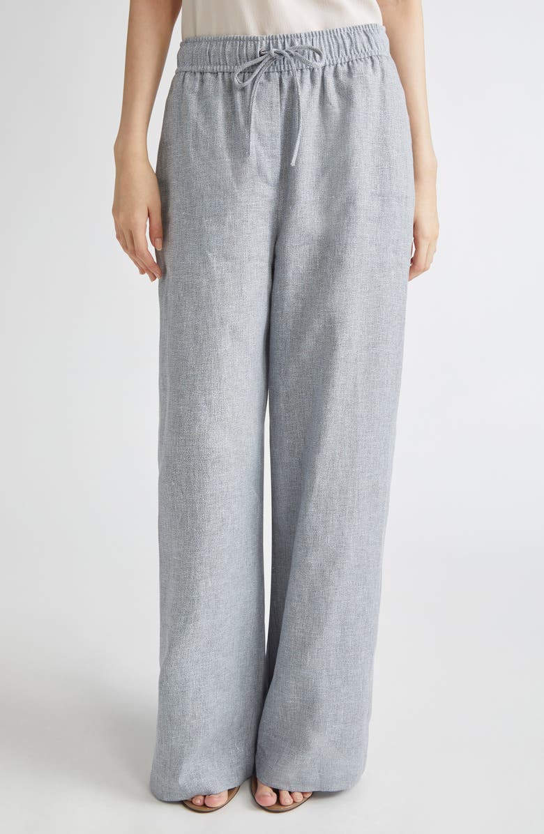 Reiss Willow Wide Leg Linen Blend Drawstring Pants, Main, color, Blue