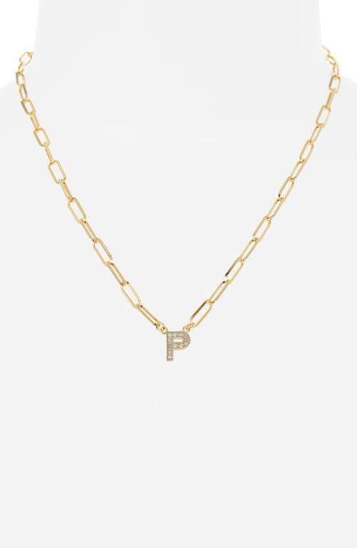 Meshmerise Diamond Initial Charm Paper Clip Chain Necklace In Gold