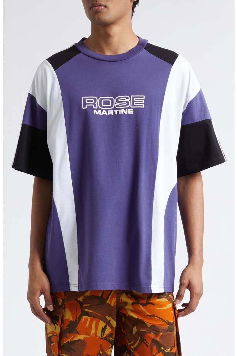 Paneled Oversize Logo T-Shirt, Main, color, PURPLE INDIGO