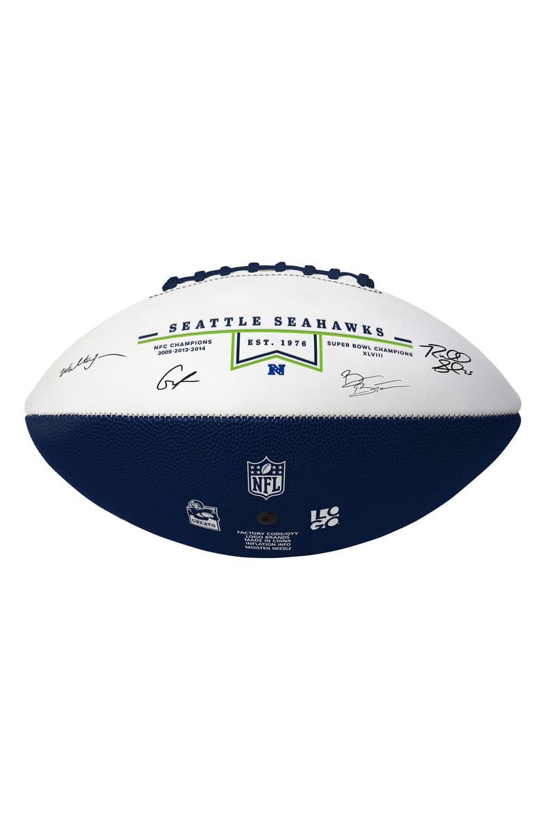 LOGO BRANDS Seattle Seahawks Legends Signature Football, Alternate, color, Navy