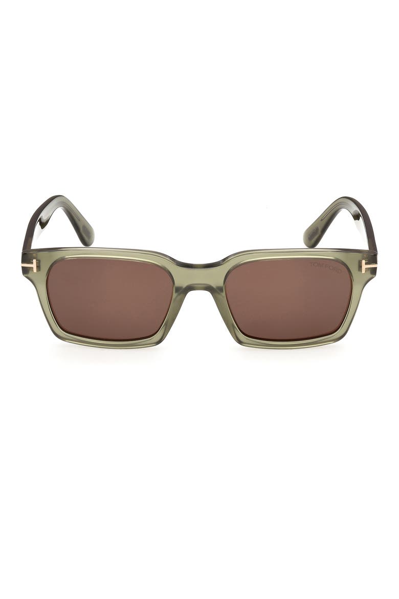 Hayden-02 56mm Square Sunglasses, Main, color, KHAKI GREEN ROSE GOLD/ BROWN