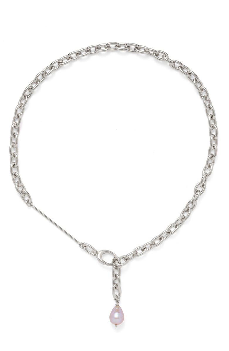 Lady Grey Margot Cultured Pearl Lariat Necklace, Main, color, 