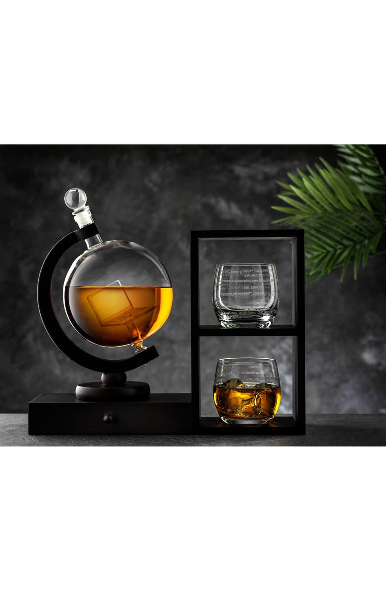 JoyJolt Executive Computer Glass Decanter, Etched Glass & Display Set, Alternate, color,