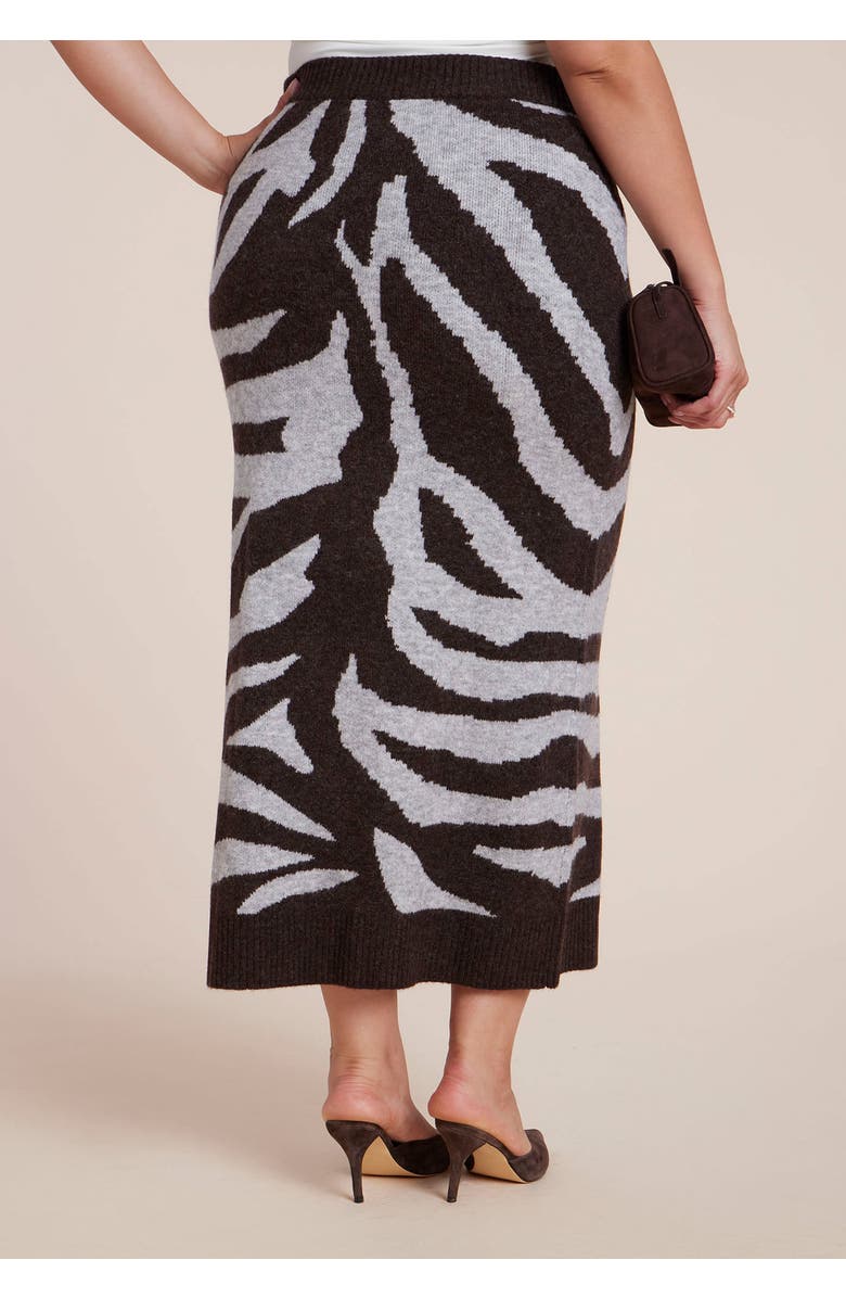 ELOQUII Intarsia Maxi Skirt, Alternate, color, Zebra Love Brown