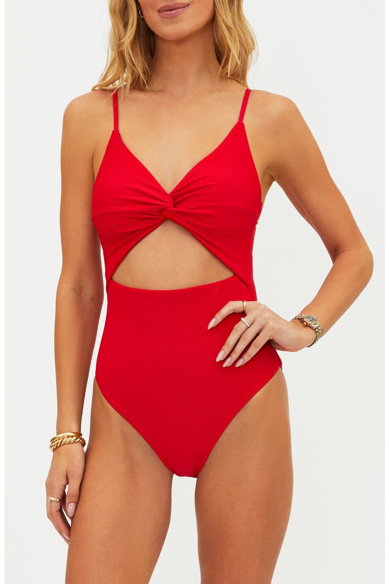 Annalisa Textured One-Piece Swimsuit, Main, color, RED