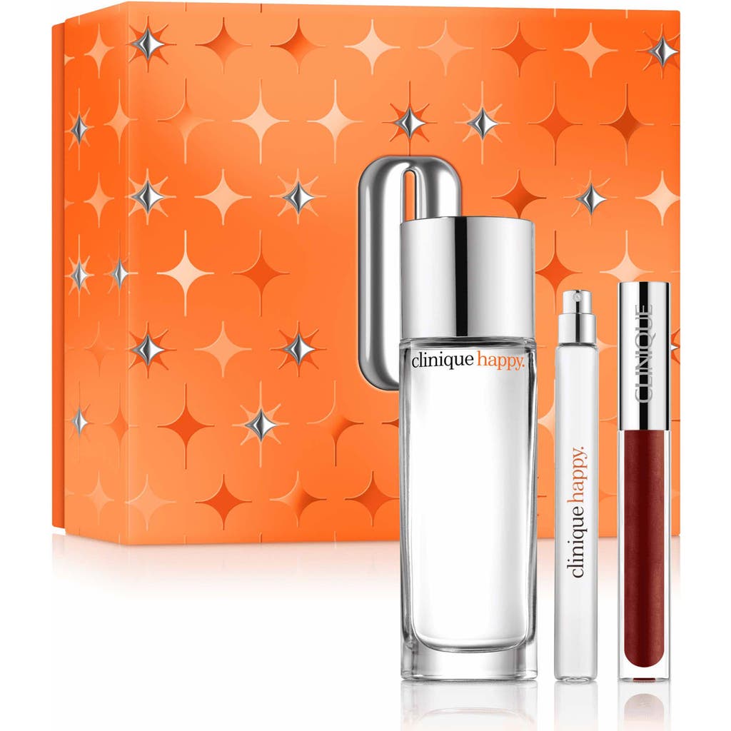 Clinique Perfectly Happy Perfume & Lip Gloss Set $142 Value In Transparent