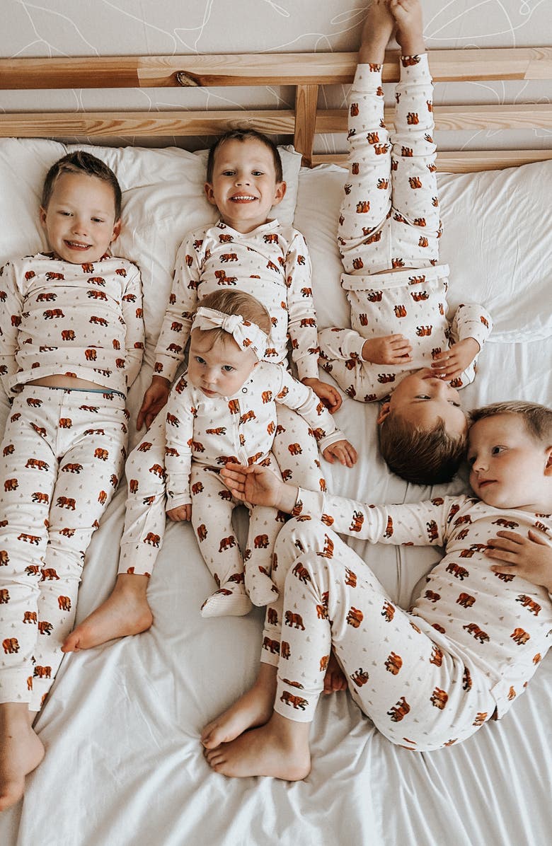 L'ovedbaby x 'The Very Hungry Caterpillar<sup>™</sup>' Fitted Organic Cotton Two-Piece Pajamas, Alternate, color, Brown Bear