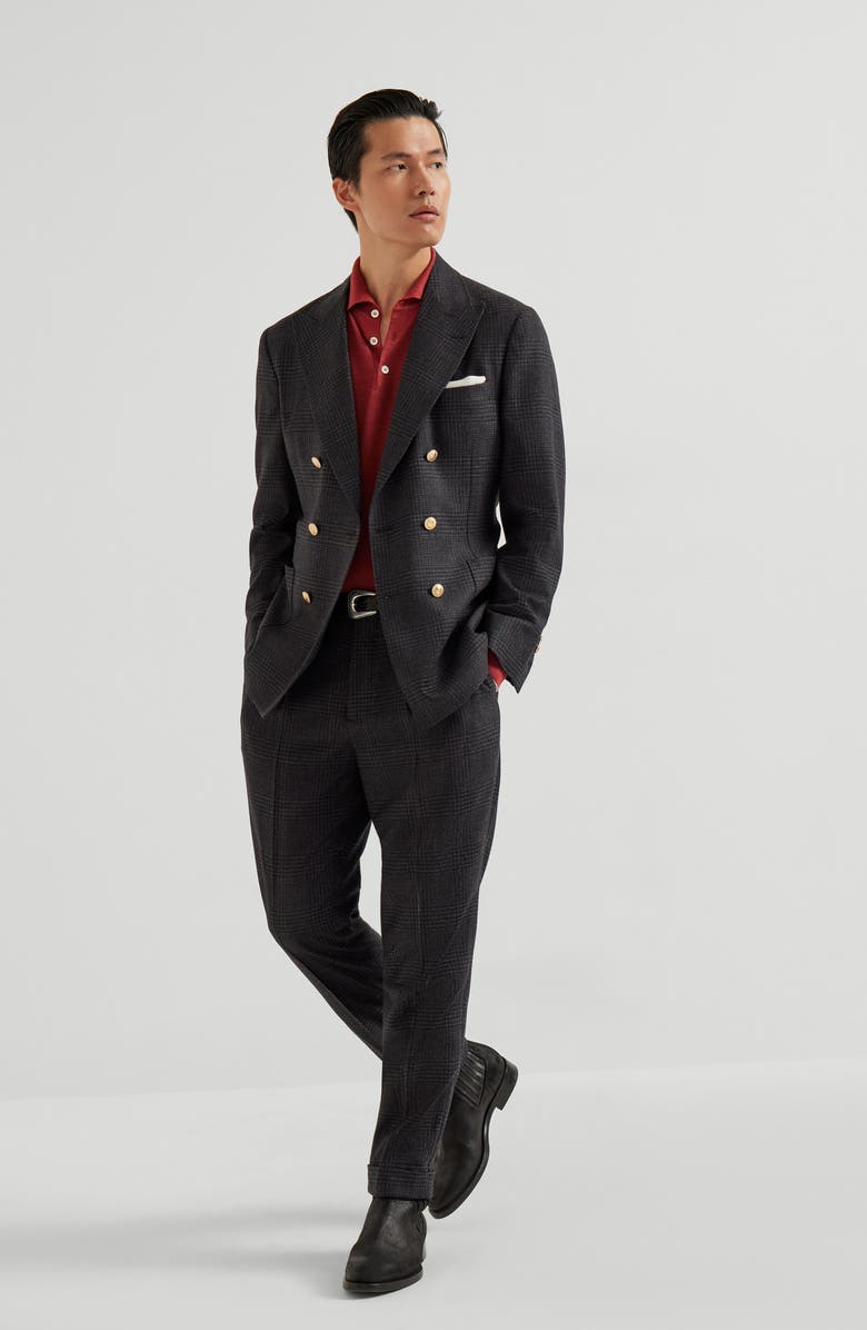 Brunello Cucinelli Lightweight knit Polo, Alternate, color, Purple-Red