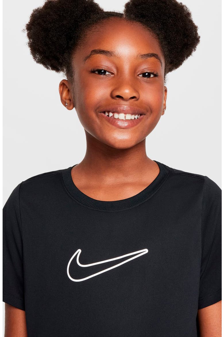Kids' Swoosh Graphic T-Shirt, Alternate, color, BLACK/ WHITE