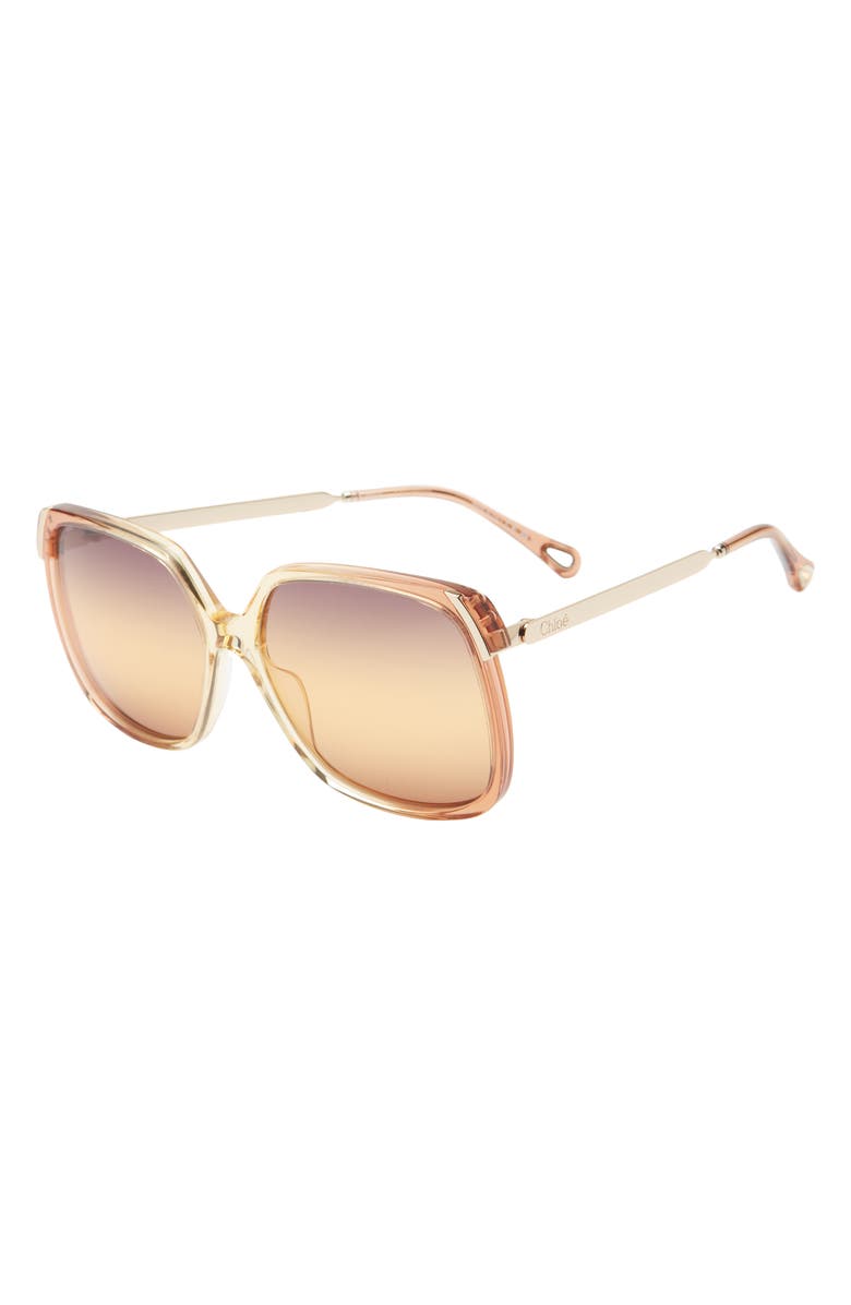Chloé 60mm Oversize Square Sunglasses, Alternate, color, Orange