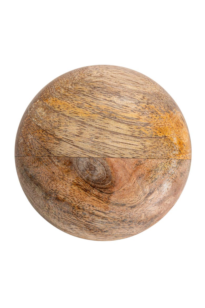 Unique Marble and Mango Wood Pinch Pot Canister with Lid, Natural, Alternate, color, Natural