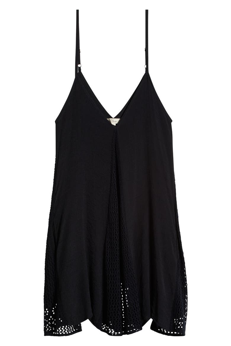 Open Stitch Sleeveless Cover-Up Dress, Alternate, color, BLACK