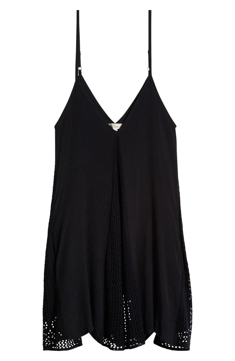 Elan Open Stitch Sleeveless Cover-Up Dress, Alternate, color, Black