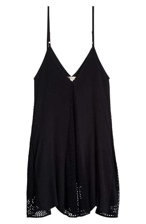 Elan Open Stitch Sleeveless Cover-up Dress In Black