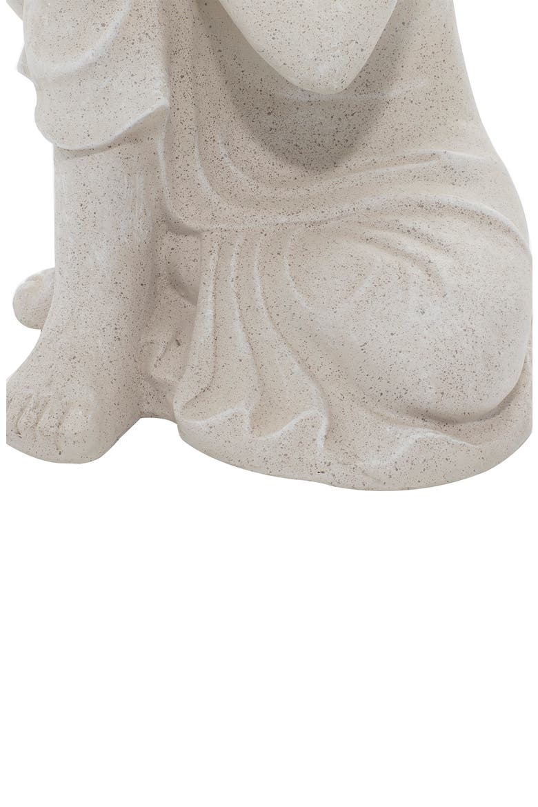 Gray Magnesium Oxide Traditional Buddha Garden Sculpture, Alternate, color, GREY