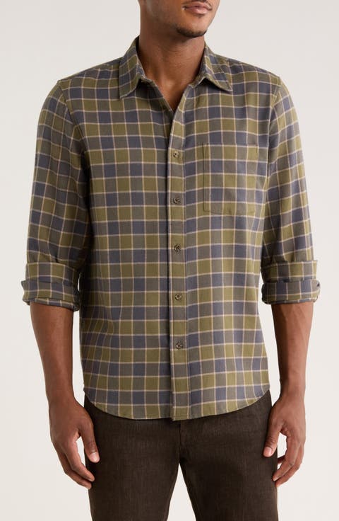 Plaid Flannel Button-Up Shirt