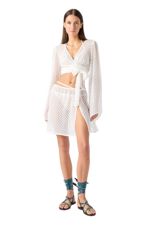 Wrap Top In Lamé Viscose With Raschel Workmanship