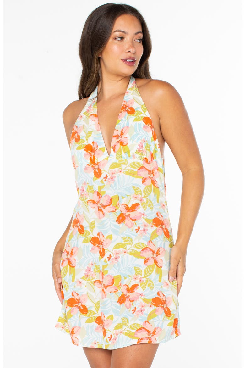 Ocean Boulevard Halter Minidress, Alternate, color, TIGERLILY