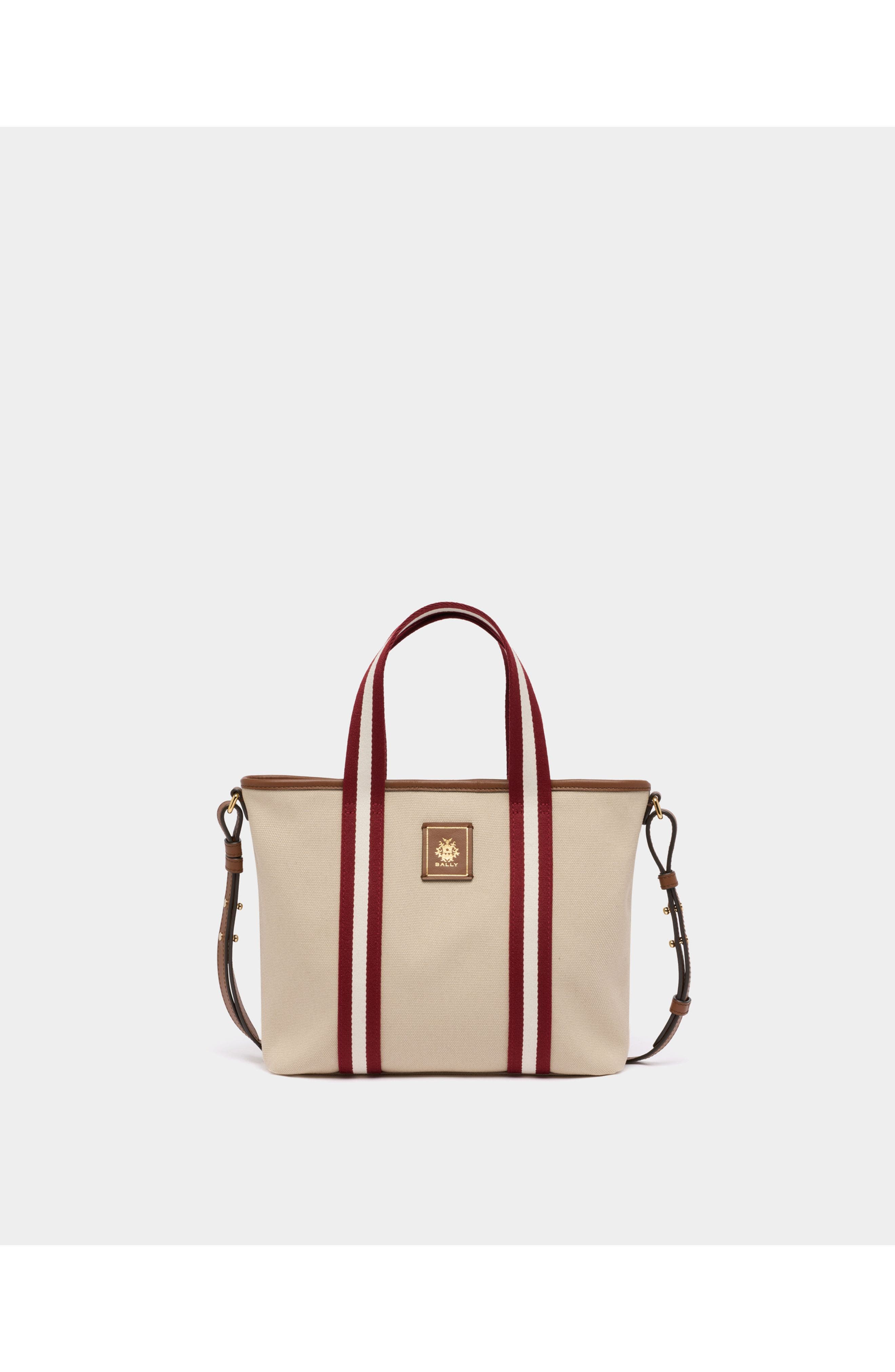 Bally Edelbliss Tote Bag in Canvas with a Bally Ribbon, Main, color, White