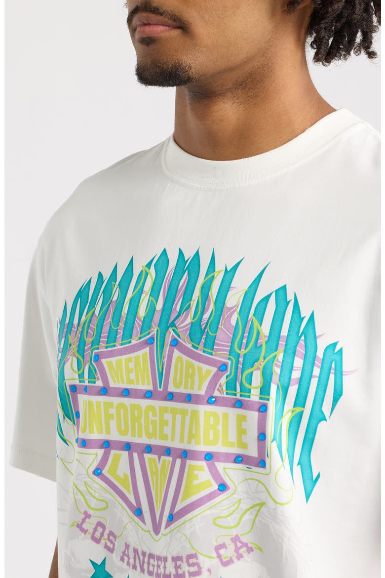 Unforgettable Embellished Shield Oversize Cotton Graphic T-Shirt, Alternate, color, ANTIQUE WHITE