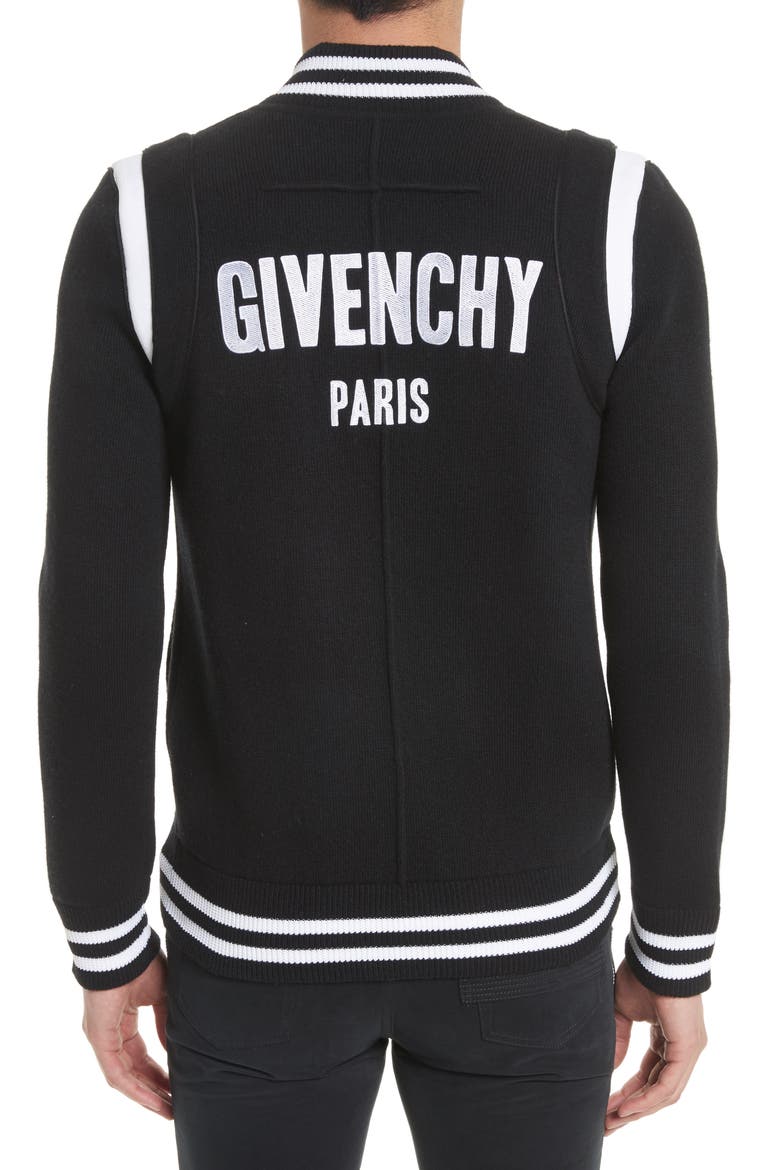 Logo Back Knit Bomber Jacket, Alternate, color, BLACK