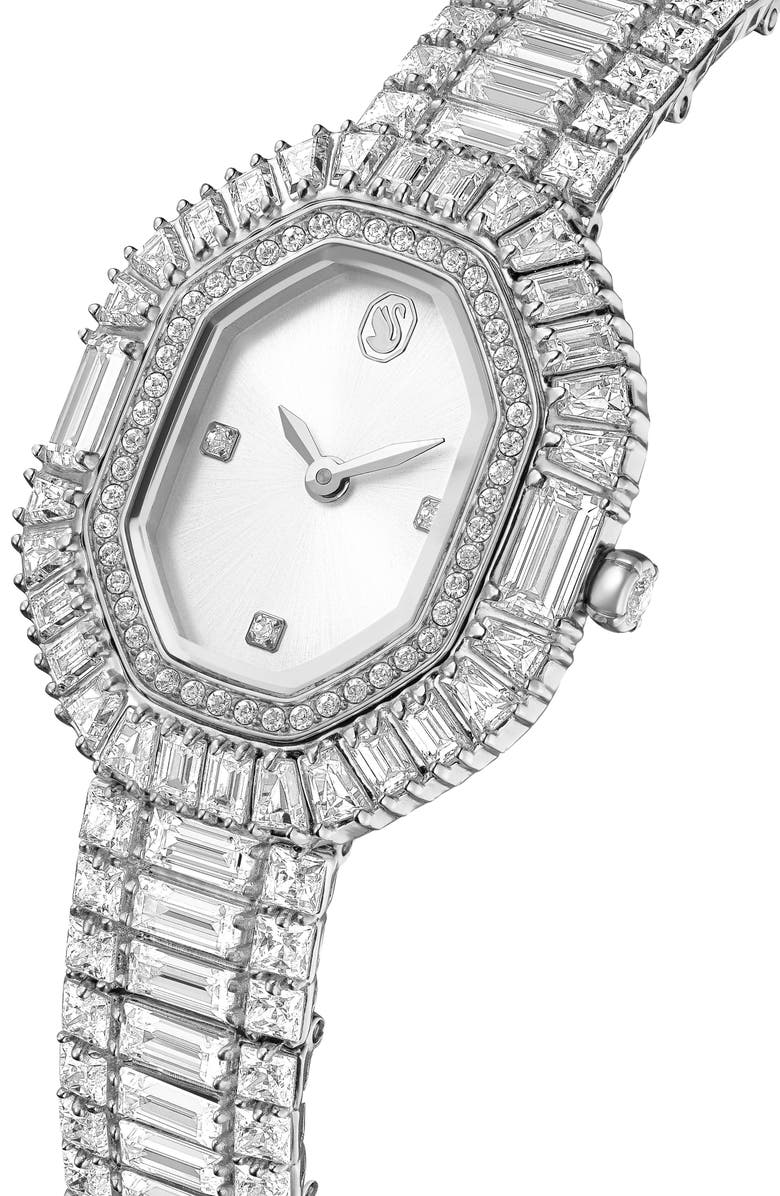 Swarovski Matrix Octagon Bracelet Watch, 28.58mm x 22.23mm, Alternate, color, Silver