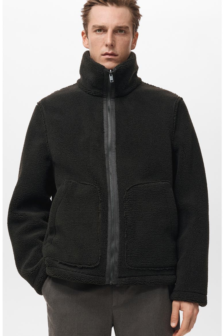Reversible Faux Leather & Shearling Jacket, Alternate, color, GREY