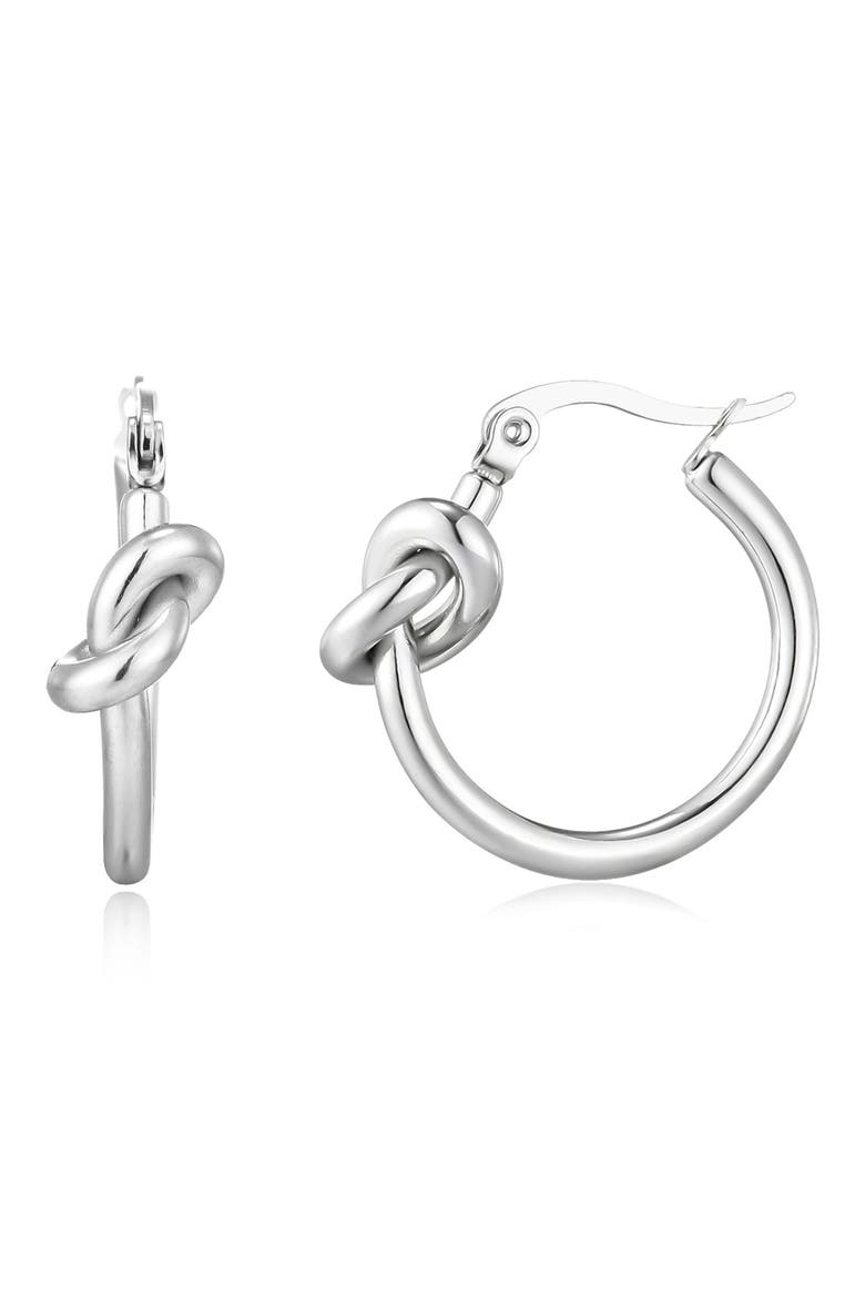 Knotted Hoop Earrings, Alternate, color, SILVER