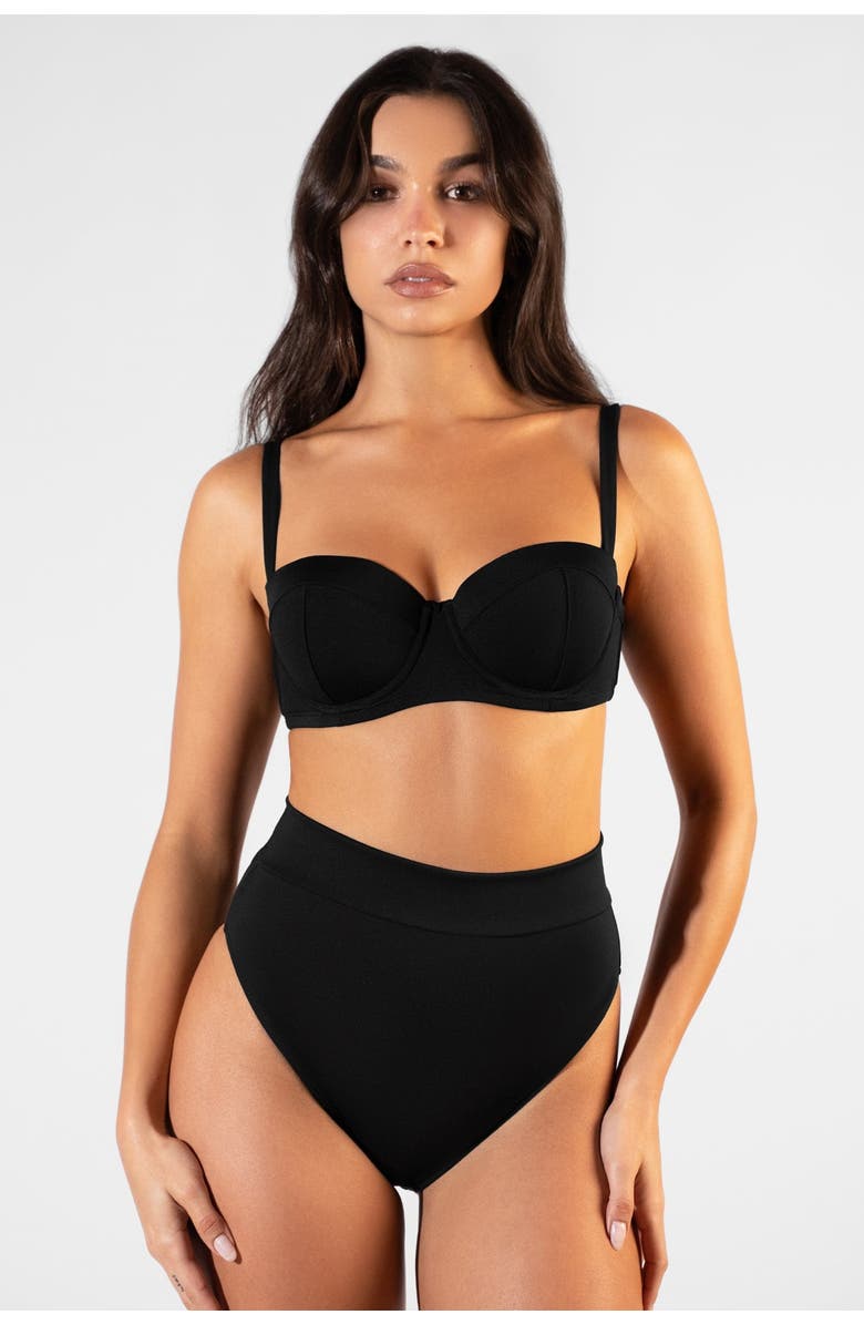 TA3 High Cut Adjustable Smoothing Bikini Bottoms, Alternate, color, Black