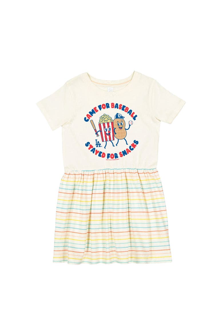 Girls Toddler Soft as a Grape White Los Angeles Dodgers Snack Dress, Main, color, White