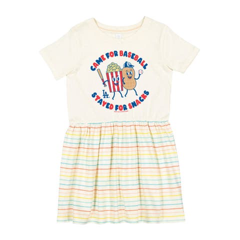 Girls Toddler Soft as a Grape White Los Angeles Dodgers Snack Dress