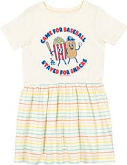 SOFT AS A GRAPE Girls Toddler Soft as a Grape White Los Angeles Dodgers Snack Dress