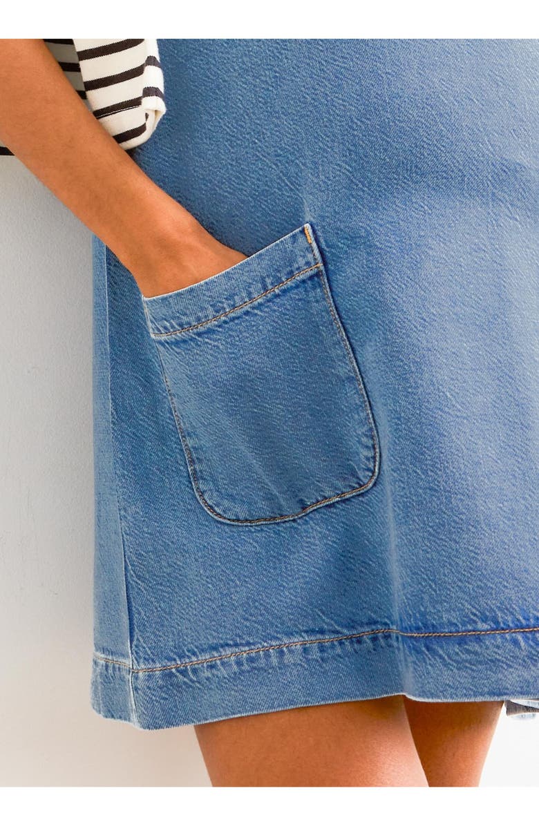 HATCH Collection The Kiley Denim Mini Maternity Dress, Alternate, color, Vintage Dream Blue