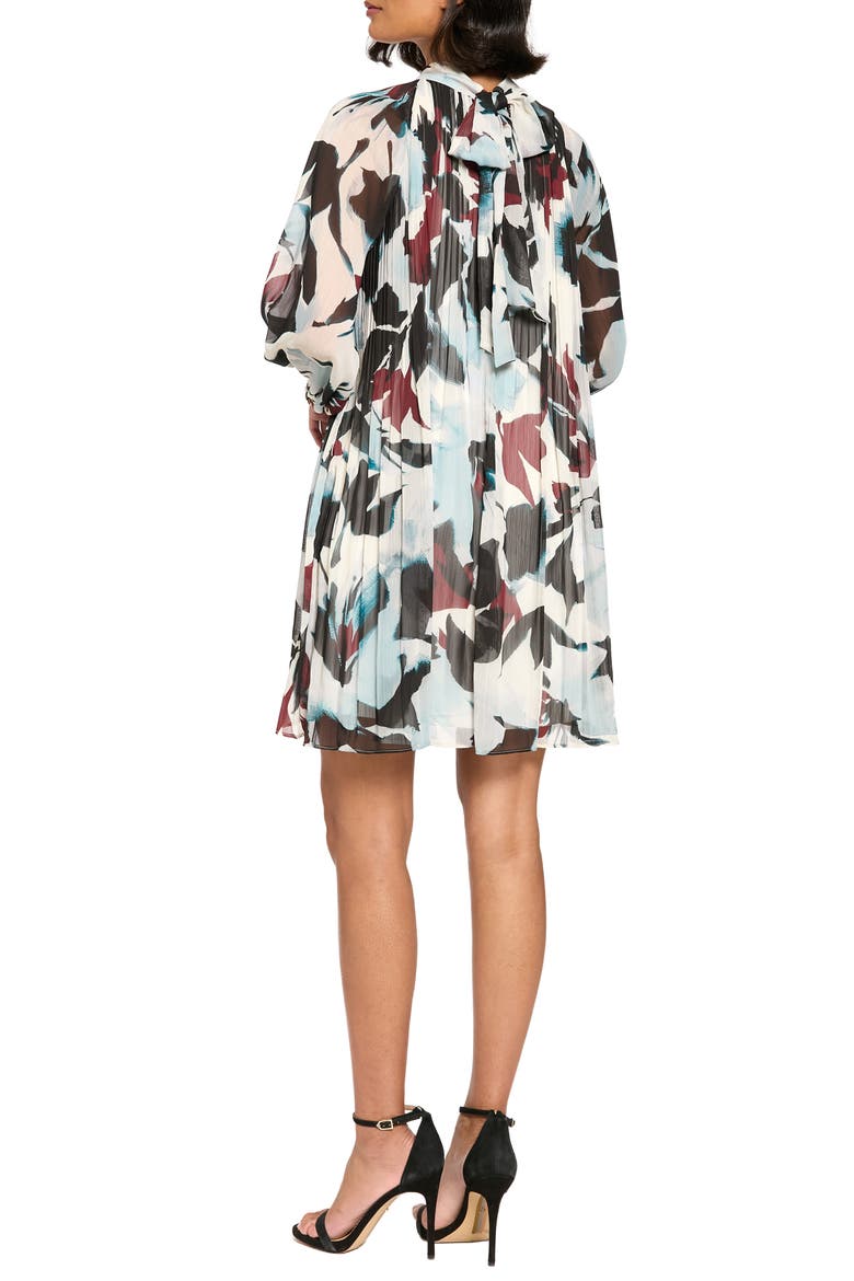 Tie Back Long Sleeve A-Line Dress, Alternate, color, CREAM/ RUST