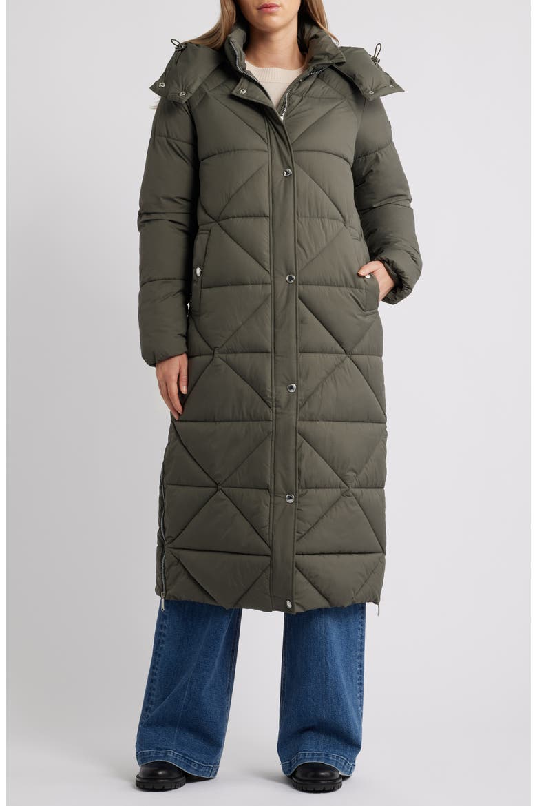Quilted Puffer Coat with Removable Hood, Alternate, color, LODEN