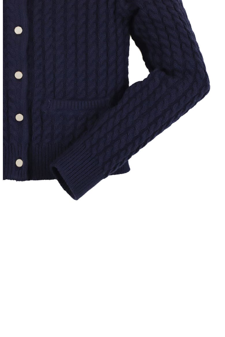 Kids' Organic Long Sleeve Classic Cable Cardigan Sweater, Alternate, color, Navy Cable