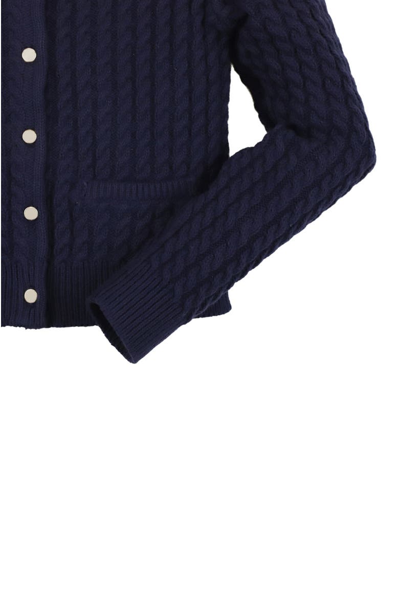 Hope & Henry Kids' Organic Long Sleeve Classic Cable Cardigan Sweater, Alternate, color, Navy Cable