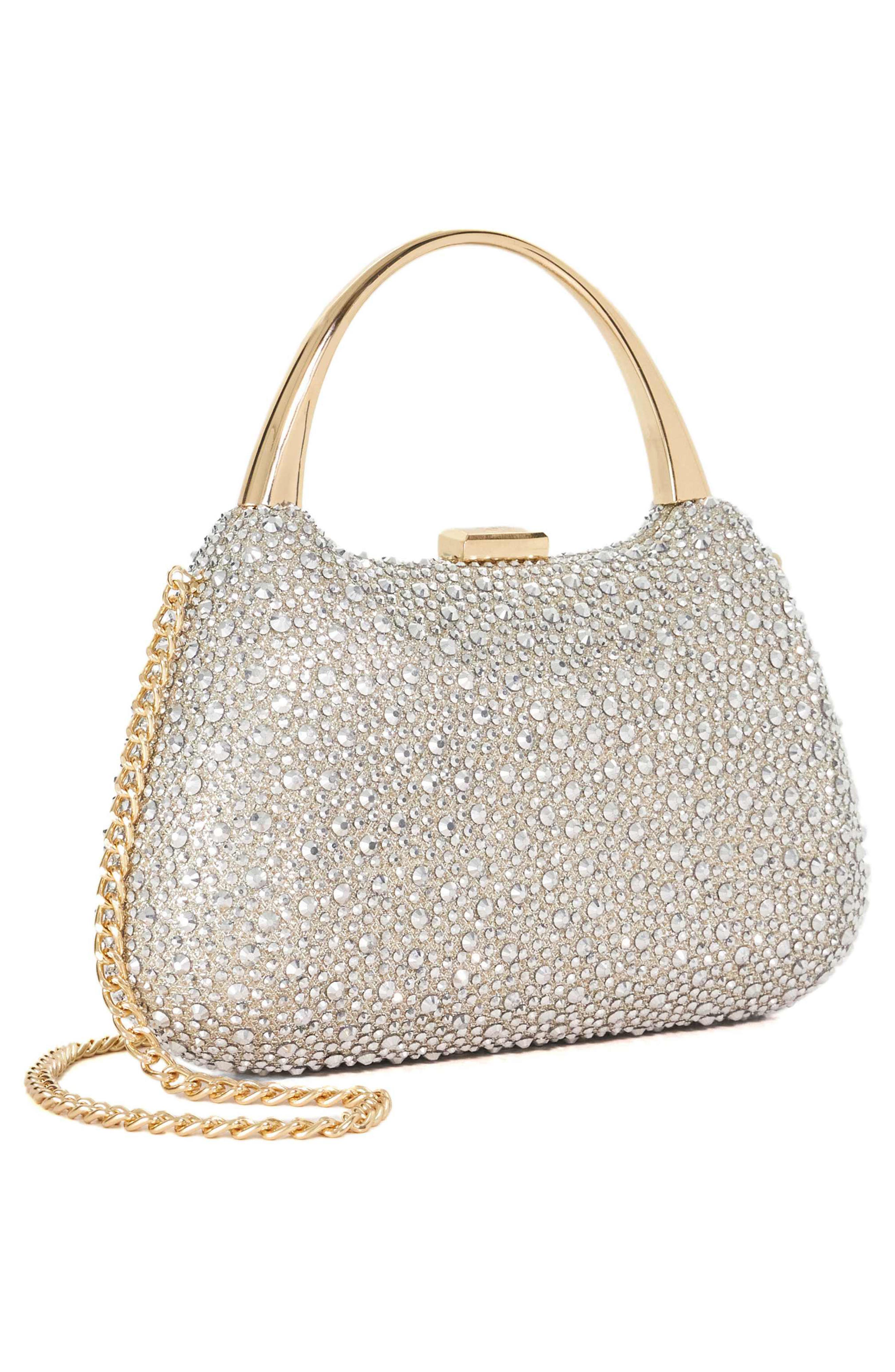 Beamings Crystal Embellished Top Handle Clutch, Alternate, color, GOLD