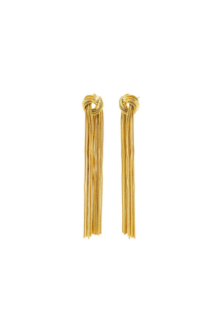 Knotted Fringe Drop Earring, Main, color, Gold