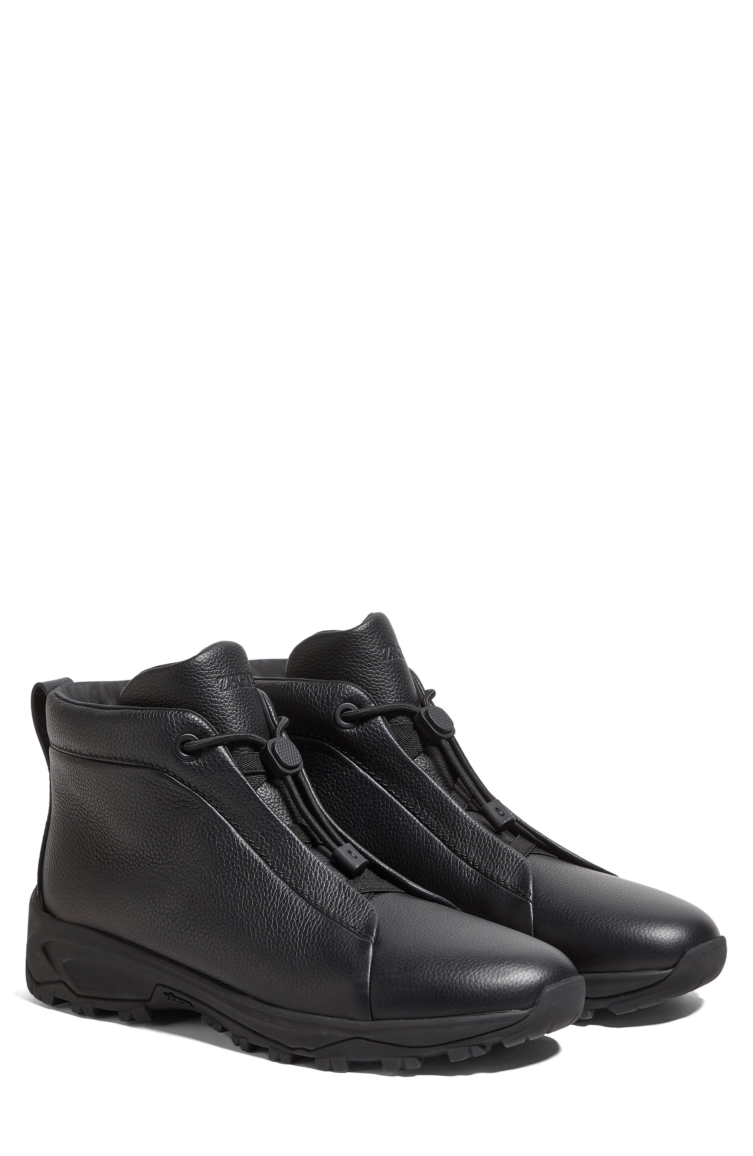 ZEGNA Triple Stitch<sup>™</sup> Vetta High Top Sneaker, Main, color, Black