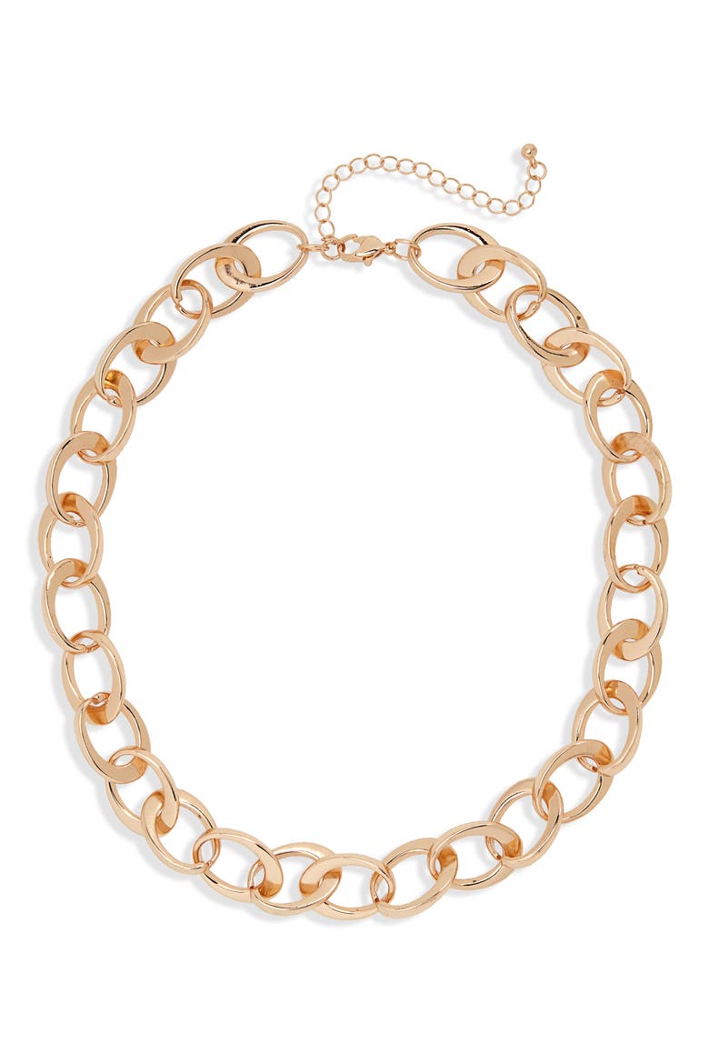 Chain Link Collar Necklace, Main, color, GOLD
