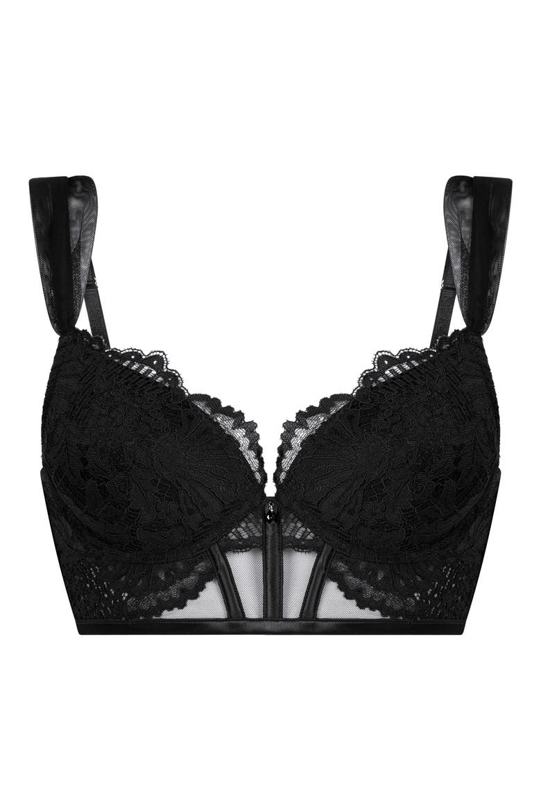 Whitney Padded Underwire Bustier, Alternate, color, CAVIAR
