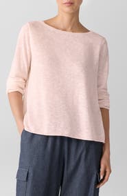 Eileen Fisher Boat Neck Organic Linen & Cotton Sweater
