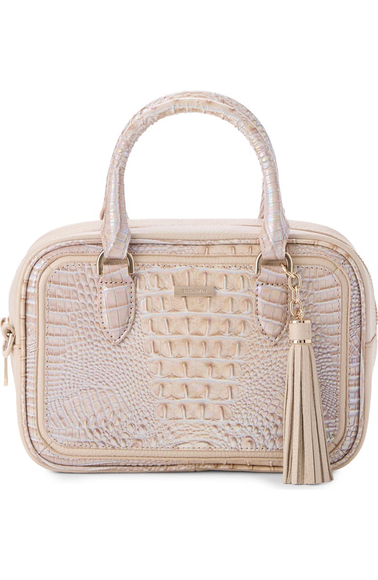 Brahmin Mara Croc Embossed Leather Top Handle Bag, Alternate, color, Pearl Admire