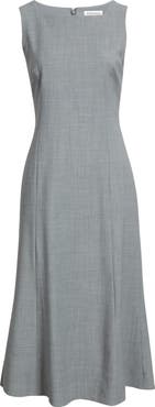 Nordstrom Square Neck Sleeveless Wool Blend Midi Dress