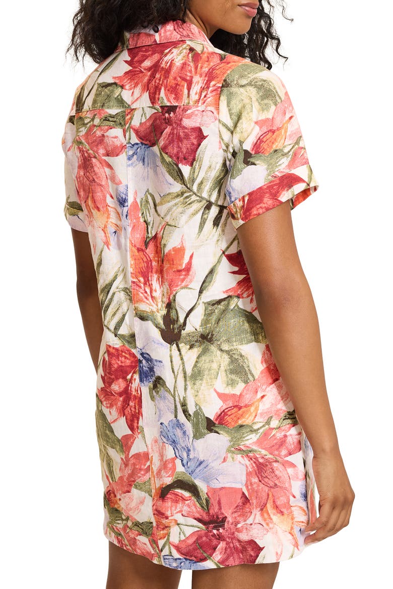 Island Bloom Floral Print Shift Dress, Alternate, color, COCONUT