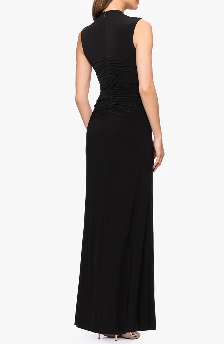 Betsy & Adam Ruched Knit Gown, Alternate, color, Black