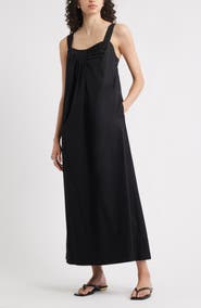 Nordstrom Pleated Sleeveless Poplin Maxi Dress