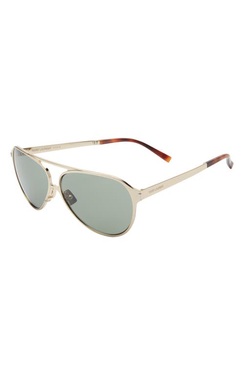 Saint Laurent Aviator Sunglasses In Gold
